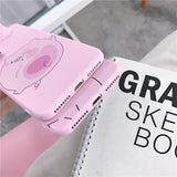 Cute Cartoon 3D Pink Pig Letters Phone Case Back Cover - iPhone XS Max/XR/XS/X/8 Plus/8/7 Plus/7/6s Plus/6s/6 Plus/6 - halloladies
