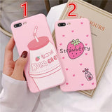 Cute Strawberry Love Heart Pink Phone Case Back Cover for iPhone 11 Pro Max/11 Pro/11/XS Max/XR/XS/X/8 Plus/8/7 Plus/7/6s Plus/6s/6 Plus/6 - halloladies