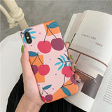Cute Cherry Painting Phone Case Back Cover for iPhone SE/11 Pro Max/11 Pro/11/XS Max/XR/XS/X/8 Plus/8/7 Plus/7/6s Plus/6s/6 Plus/6 - halloladies