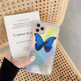 Laser Butterfly Transparent Soft Phone Case Back Cover - iPhone 12 Pro Max/12 Pro/12/12 Mini/SE/11 Pro Max/11 Pro/11/XS Max/XR/XS/X/8 Plus/8 - halloladies