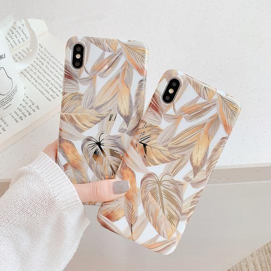 Electroplated Vintage Gold Leaf Soft IMD Full Body Phone Case Back Cover for iPhone 11/11 Pro/11 Pro Max/XS Max/XR/XS/X/8 Plus/8/7 Plus/7 - halloladies
