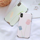 Retro Flower Matte Corner Protection Soft TPU Phone Case Back Cover - iPhone XS Max/XR/XS/X/8 Plus/8/7 Plus/7/6s Plus/6s/6 Plus/6 - halloladies