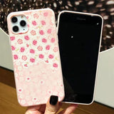 Cute Pink Flower Phone Case Back Cover for iPhone 11 Pro Max/11 Pro/11/XS Max/XR/XS/X/8 Plus/8/7 Plus/7 - halloladies