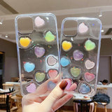 Glitter 3D Cute Candy Love Heart Clear Phone Case Back Cover - iPhone 11 Pro Max/11 Pro/11/XS Max/XR/XS/X/8 Plus/8/7 Plus/7 - halloladies