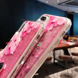 Glitter Liquid Dynamic Quicksand Flowers Phone Case Back Cover - iPhone 11 Pro Max/11 Pro/11/XS Max/XR/XS/X/8 Plus/8/7 Plus/7 - halloladies