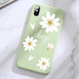 Simple Green Daisy Flower Soft Phone Case Back Cover for iPhone 12 Pro Max/12 Pro/12/12 Mini/SE/11 Pro Max/11 Pro/11/XS Max/XR/XS/X/8 Plus/8 - halloladies