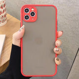 Contrast Color Edge Transparent Matte Soft Phone Case Back Cover for iPhone 12 Pro Max/12 Pro/12/12 Mini/SE/11 Pro Max/11 Pro/11/XS Max/XR/XS/X/8 Plus/8 - halloladies