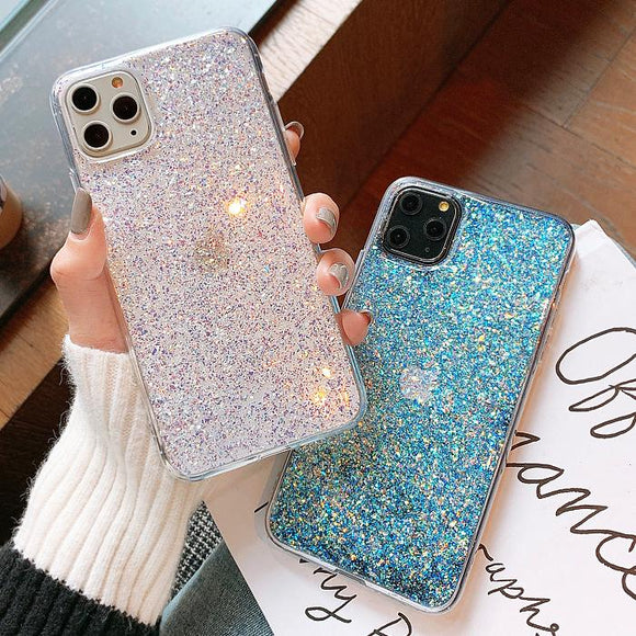 Glitter Powder Soft Phone Case Back Cover - iPhone 12 Pro Max/12 Pro/12/12 Mini/SE/11 Pro Max/11 Pro/11/XS Max/XR/XS/X/8 Plus/8 - halloladies
