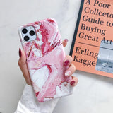 Soft IMD Fashion Simple Marble Phone Case Back Cover for iPhone 12 Pro Max/12 Pro/12/12 Mini/SE/11 Pro Max/11 Pro/11/XS Max/XR/XS/X/8 Plus/8 - halloladies