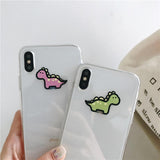 Cartoon Cute Dinosaur Clear Phone Case Back Cover - iPhone 11 Pro Max/11 Pro/11/XS Max/XR/XS/X/8 Plus/8/7 Plus/7 - halloladies