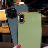 Plating Edge Solid Color Letters Soft TPU Phone Case Back Cover for iPhone 11/11 Pro/11 Pro Max/XS Max/XR/XS/X/8 Plus/8/7 Plus/7 - halloladies