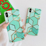 Green Geometric Marble Texture Phone Case Back Cover for iPhone 11 Pro Max/11 Pro/11/XS Max/XR/XS/X/8 Plus/8/7 Plus/7/6s Plus/6s/6 Plus/6 - halloladies