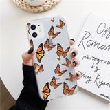 Simple Butterfly Print Soft Transparent Phone Case Back Cover for iPhone 12 Pro Max/12 Pro/12/12 Mini/SE/11 Pro Max/11 Pro/11/XS Max/XR/XS/X/8 Plus/8 - halloladies