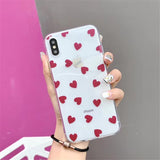 Love Heart Clear Soft TPU Phone Case Back Cover for iPhone 11/11 Pro/11 Pro Max/XS Max/XR/XS/X/8 Plus/8/7 Plus/7 - halloladies