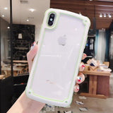 Shockproof Bumper Silicone Frame Transparent Candy Color Phone Case Back Cover - iPhone 12 Pro Max/12 Pro/12/12 Mini/SE/11 Pro Max/11 Pro/11/XS Max/XR/XS/X/8 Plus/8 - halloladies