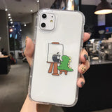 Cute Cartoon Dinosaur Painting Clear Soft Phone Case Back Cover for iPhone 12 Pro Max/12 Pro/12/12 Mini/SE/11 Pro Max/11 Pro/11/XS Max/XR/XS/X/8 Plus/8 - halloladies