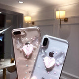 Glitter Angel's Wing Love Heart Clear Phone Case Back Cover - iPhone 11 Pro Max/11 Pro/11/XS Max/XR/XS/X/8 Plus/8/7 Plus/7 - halloladies