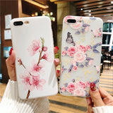 3D Relief Flower Leaf Matte Soft TPU Phone Case Back Cover - iPhone 11/11 Pro/11 Pro Max/XS Max/XR/XS/X/8 Plus/8/7 Plus/7 - halloladies