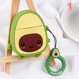 Cartoon Avocado with Ring Lanyard Airpods Case Wireless Bluetooth Earphone Cases for Airpods - halloladies