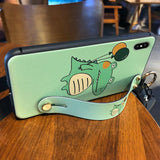 Cutre Cartoon Crocodile with Wrist Strap Lanyard Phone Case Back Cover - iPhone 11/11 Pro/11 Pro Max/XS Max/XR/XS/X/8 Plus/8/7 Plus/7 - halloladies