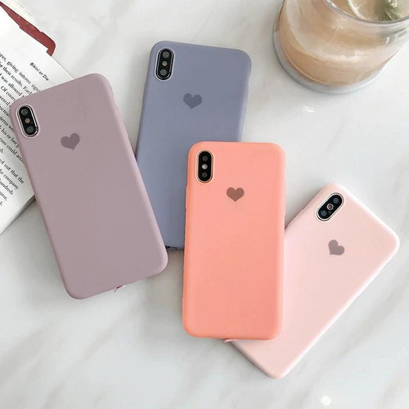 Monochrome Love Heart With Dust Plug Phone Case Back Cover - iPhone XS Max/XR/XS/X/8 Plus/8/7 Plus/7/6s Plus/6s/6 Plus/6 - halloladies