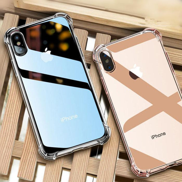 Simple Transparent Air Bag Shockproof Phone Case Back Cover for iPhone 11/11 Pro/11 Pro Max/XS Max/XR/XS/X/8 Plus/8/7 Plus/7 - halloladies