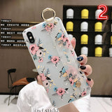 Simple Flower Lanyard Stand Phone Case Back Cover for iPhone 11 Pro Max/11 Pro/11/XS Max/XR/XS/X/8 Plus/8/7 Plus/7/6s Plus/6s/6 Plus/6 - halloladies