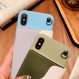 Solid Color Card Slot Handbag with Long Lanyard Phone Case Back Cover for iPhone 11/11 Pro/11 Pro Max/XS Max/XR/XS/X/8 Plus/8/7 Plus/7 - halloladies