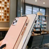 Plating Edge Solid Color Letters Soft TPU Phone Case Back Cover for iPhone 11/11 Pro/11 Pro Max/XS Max/XR/XS/X/8 Plus/8/7 Plus/7 - halloladies