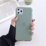 Simple Solid Color Liquid Silicone Matte Transparent Phone Case Back Cover - iPhone 11/11 Pro/11 Pro Max/XS Max/XR/XS/X/8 Plus/8/7 Plus/7 - halloladies