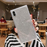 Square Glitter Powder Monochrome Phone Case Back Cover for iPhone XS Max/XR/XS/X/8 Plus/8/7 Plus/7/6s Plus/6s/6 Plus/6 - halloladies