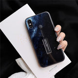 Night Sky Moon Nebula Stretch Ring Stand Design Phone Case Back Cover for iPhone 11 Pro Max/11 Pro/11/XS Max/XR/XS/X/8 Plus/8/7 Plus/7/6s Plus/6s/6 Plus/6 - halloladies