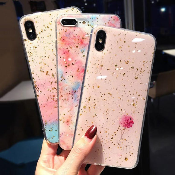 Glitter Gold Foil Gradient Phone Case Back Cover for iPhone 11/11 Pro/11 Pro Max/XS Max/XR/XS/X/8 Plus/8/7 Plus/7 - halloladies