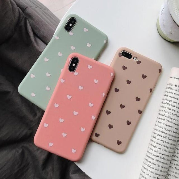 Solid Color Love Heart Soft TPU Phone Case Back Cover for iPhone 12 Pro Max/12 Pro/12/12 Mini/SE/11 Pro Max/11 Pro/11/XS Max/XR/XS/X/8 Plus/8 - halloladies