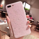 Creative Lace Flower Solid Color Phone Case Back Cover - iPhone 11 Pro Max/11 Pro/11/XS Max/XR/XS/X/8 Plus/8/7 Plus/7 - halloladies