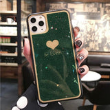 Glitter Stars Bling Powder Love Heart Phone Case Back Cover - iPhone 11/11 Pro/11 Pro Max/XS Max/XR/XS/X/8 Plus/8/7 Plus/7 - halloladies