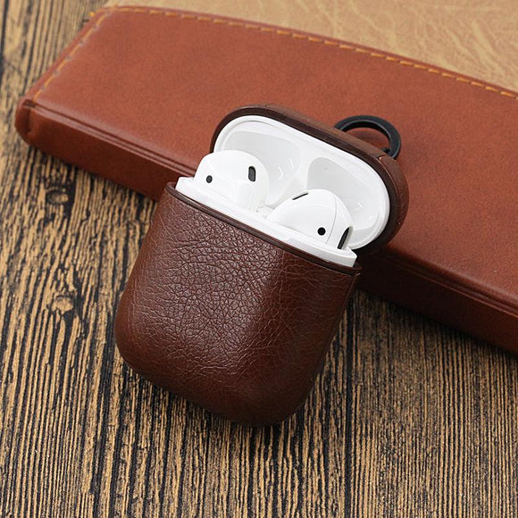 Vintage Matte Leather Storage Bag with Hook Airpods Case Wireless Bluetooth Earphone Cases for Airpods - halloladies