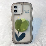 Cute Wave 3D Tulip Flower with Stand Clear Case for iPhone