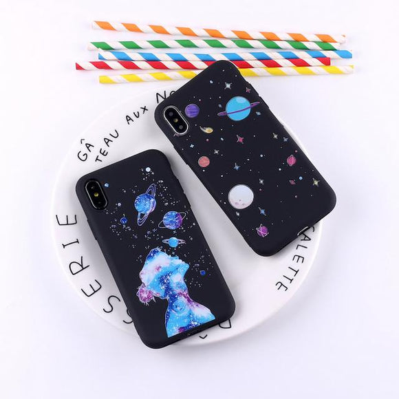 Outer Space Planet Stars Moon Spaceship Soft Matte Phone Case Back Cover - iPhone 11/11 Pro/11 Pro Max/XS Max/XR/XS/X/8 Plus/8/7 Plus/7 - halloladies