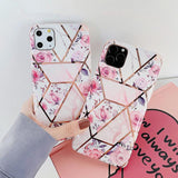 Retro Plated Pink Flower Geometric Soft TPU Phone Case Back Cover for iPhone 11/11 Pro/11 Pro Max/XS Max/XR/XS/X/8 Plus/8/7 Plus/7 - halloladies