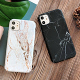 Simple Marble Hard Phone Case Back Cover - iPhone 12 Pro Max/12 Pro/12/12 Mini/SE/11 Pro Max/11 Pro/11/XS Max/XR/XS/X/8 Plus/8 - halloladies