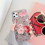 Retro Flower Shockproof Soft TPU iPhone Case Back Cover for iPhone 11 Pro Max/11 Pro/11/XS Max/XR/XS/X/8 Plus/8/7 Plus/7 - halloladies