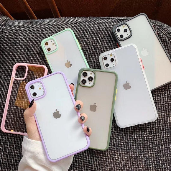 Candy Contrast Color Transparent Soft TPU Phone Case Back Cover for iPhone 11/11 Pro/11 Pro Max/XS Max/XR/XS/X/8 Plus/8/7 Plus/7 - halloladies