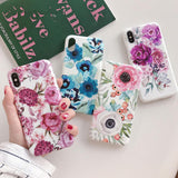 Vintage Colorful Flower Leaf Soft IMD Phone Case Back Cover - iPhone XS Max/XR/XS/X/8 Plus/8/7 Plus/7/6s Plus/6s/6 Plus/6 - halloladies