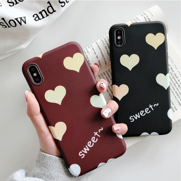 Simple Love Heart SWEET Letter Soft TPU Phone Case Back Cover - iPhone XS Max/XR/XS/X/8 Plus/8/7 Plus/7/6s Plus/6s/6 Plus/6 - halloladies