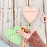 Airpods 3D Cute Love Heart Wireless Bluetooth Earphone Cases with Key Ring Lanyard - Candy Color - halloladies
