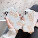 Simple Flower Marble White Phone Case Back Cover - iPhone 11 Pro Max/11 Pro/11/XS Max/XR/XS/X/8 Plus/8/7 Plus/7 - halloladies