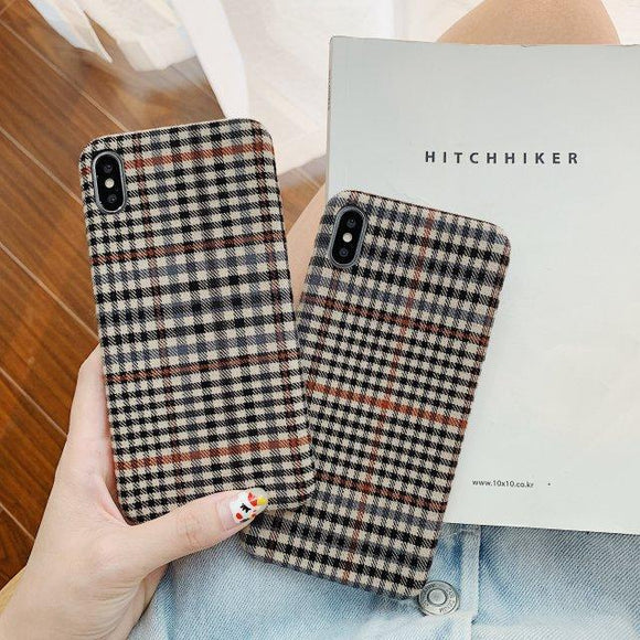 Little Plaid Fabric Phone Case Back Cover - iPhone 11/11 Pro/11 Pro Max/XS Max/XR/XS/X/8 Plus/8/7 Plus/7 - halloladies