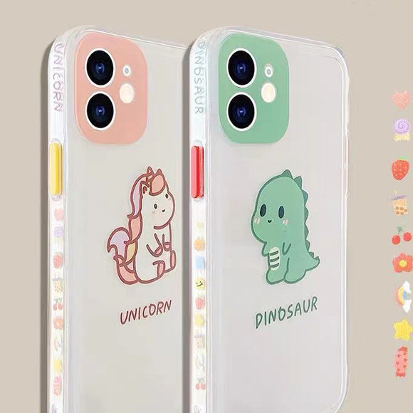 Cute Dinosaur Unicorn Print Soft Phone Case Back Cover for iPhone 12 Pro Max/12 Pro/12/12 Mini/SE/11 Pro Max/11 Pro/11/XS Max/XR/XS/X/8 Plus/8