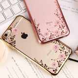 Floral Patterned Glitter Bling Phone Case Back Cover - iPhone XS Max/XR/XS/X/8 Plus/8/7 Plus/7/6s Plus/6s/6 Plus/6 - halloladies